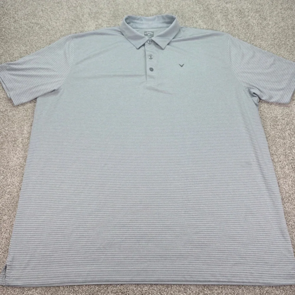Callaway Opti-Dri Mens XXL Grey Striped‎ Short Sleeve Golf Polo Shirt